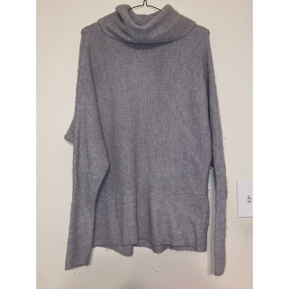 Women's‎ Gray Express Cotton Blend Turtleneck Long Sleeve Sweater Size Small